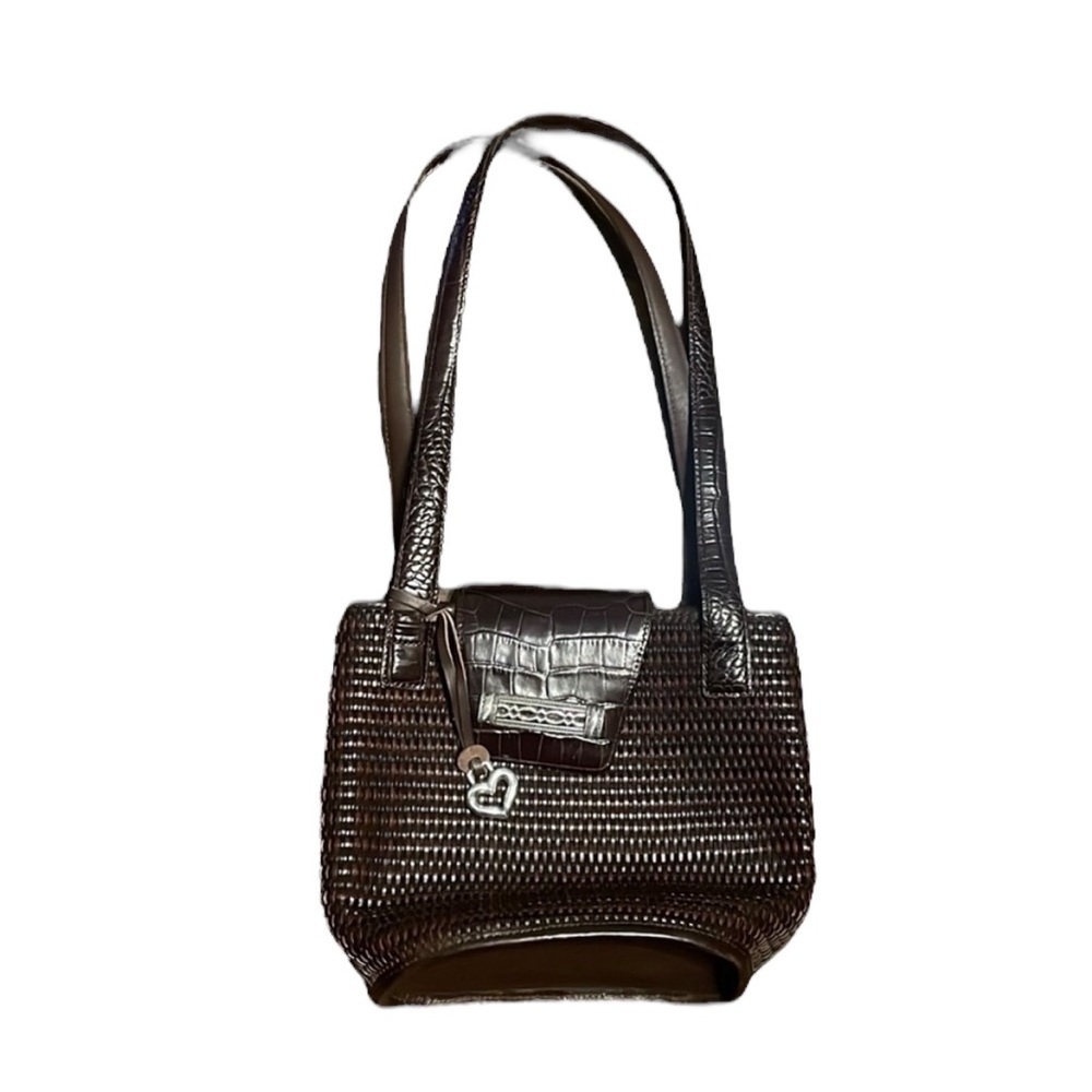 Brighton Dark Brown Vintage Picnic Basket Raffia Shoulder Purse.
